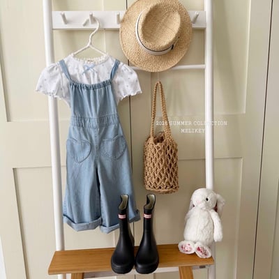 Melikey03｜(75-125cm) 愛心口袋吊帶長褲2