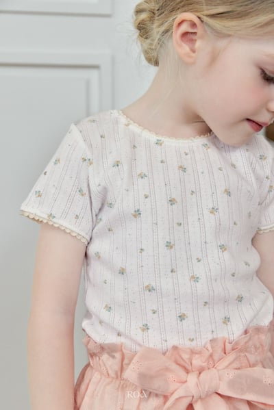 ROA25｜(6m-18m) 2色蕾絲滾邊碎花上衣6