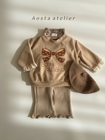 AOSTA21｜(6m-5y) 蕾絲邊蝴蝶結印花休閒上衣5