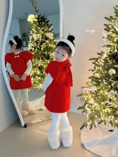 gioiello04｜(85-130cm) 公主袖蝴蝶結洋裝5