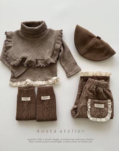 AOSTA49｜(6m-5y) 蕾絲花邊口袋碎花長褲16