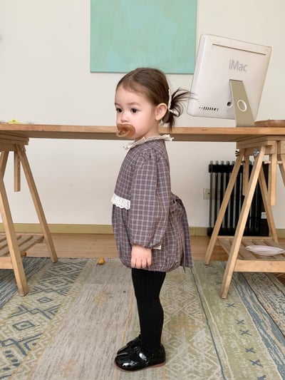 JE618｜(73cm-100cm) 格紋蕾絲綁帶包屁衣20