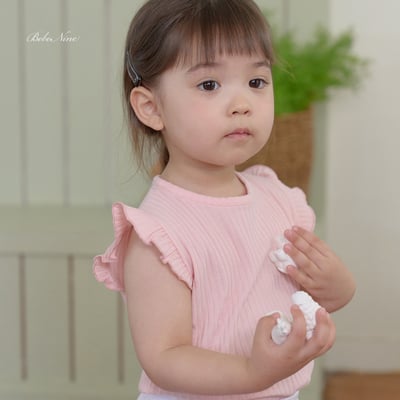 bebe nine20  (65cm-115cm) 3色素色荷葉邊上衣13