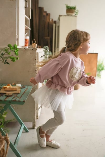 FLO44｜(75-140) 2色小兔蕾絲花布休閒短版上衣14