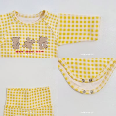 Oottbebe17｜(0m-12m) 格子熊熊居家包屁衣褲子套裝9