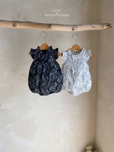 Mon petit02｜(66-90cm) 摺線墨花包屁衣5