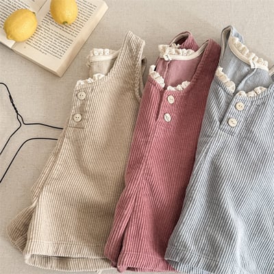 (80-130cm) 燈心絨小蕾絲五分連身褲2