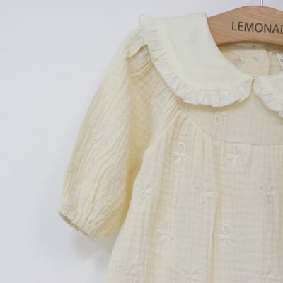 LEMONADE36｜(55cm-85cm) 2色蝴蝶結刺繡包屁衣含帽子15