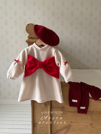 AOSTA26｜(6m-5y) 冬季磨毛蝴蝶結洋裝13