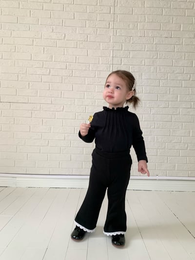 JE634｜(80cm-110cm) 毛絨花邊喇叭褲3