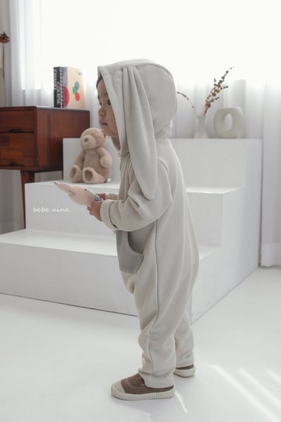 bebe nine29 (65-90) 2色恐龍小兔連帽連身衣11