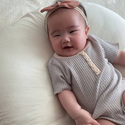 LIME&BLUE04｜(55-80cm)  素色鈕釦包屁衣16