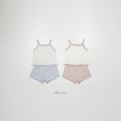 bebe nine03  (6m-24m) 2色木耳邊花吊帶套裝2