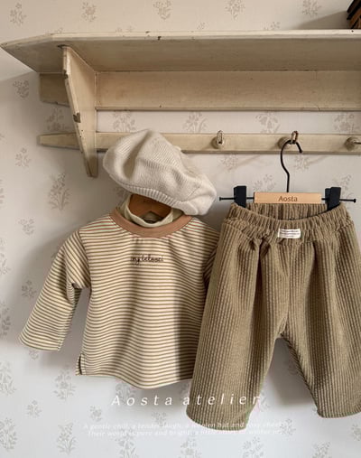 AOSTA55｜(6m-5y) 細條紋刷毛上衣8