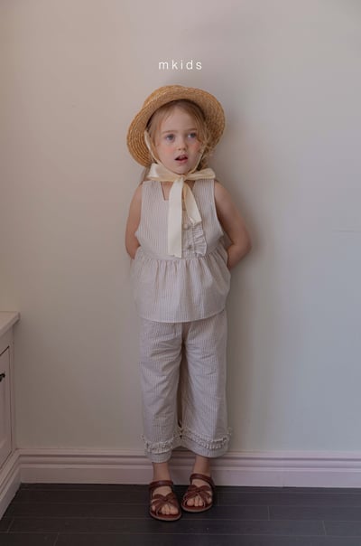 M-KIDS23｜(65-115cm) 條紋滾邊直筒長褲14