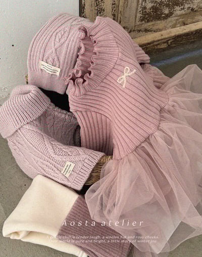 AOSTA10｜(6m-5y) 磨毛蝴蝶捲邊薄紗洋裝3