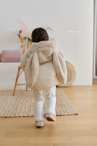 bebe nine36 (65cm-115cm) 2色刷毛暗釦拉鍊連帽小兔外套(帽可拆)8