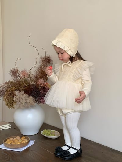 JE021｜(66cm-90cm) 蕾絲花紋薄紗包屁衣含帽子9