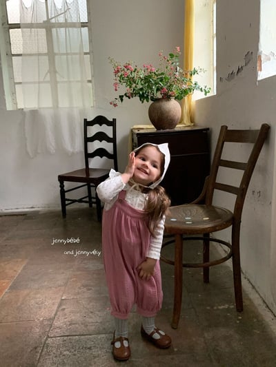 JE566｜(73-100cm) 百搭荷葉領上衣/棉紗吊帶褲23