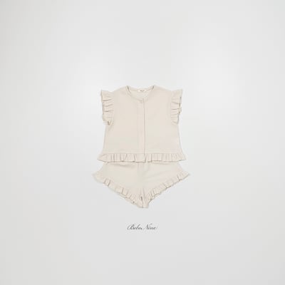 bebe nine45  (65cm-115cm) 2色荷葉鈕釦開衫套裝3