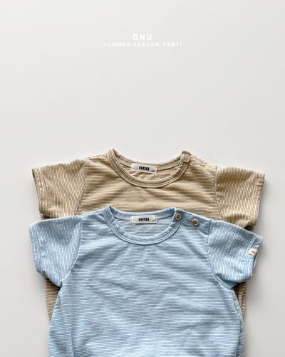 onu51｜(6m-12m) 細條紋短袖包屁衣2