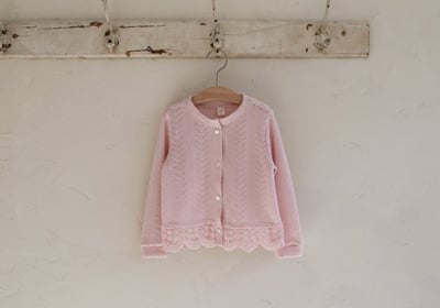 FLO54｜(75-140) 2色針織蕾絲滾邊開襟外套24