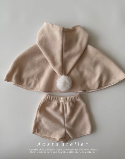 AOSTA65｜(6m-5y) 毛球連帽斗篷20