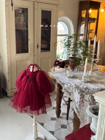 Marron 70｜(1y-6y) 蝴蝶緞帶薄紗蓬蓬洋裝14