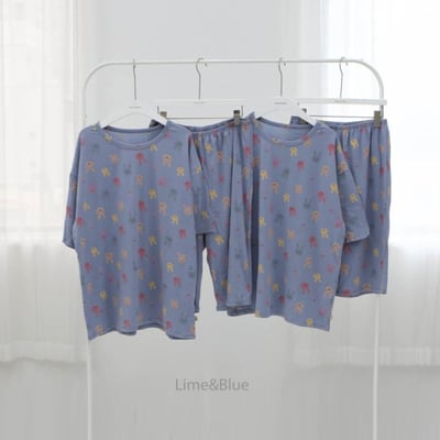 LIME&BLUE01｜(80-118cm MOM )  兔子親子居家服9