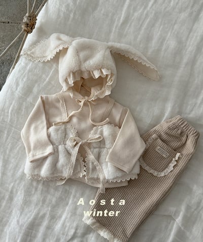 AOSTA36｜(6m-5y) 蕾絲刷毛細肩背心4