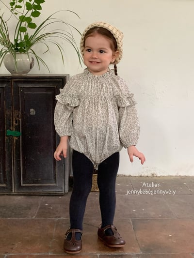 JE553｜(66-90cm) 花邊袖碎花包屁衣6