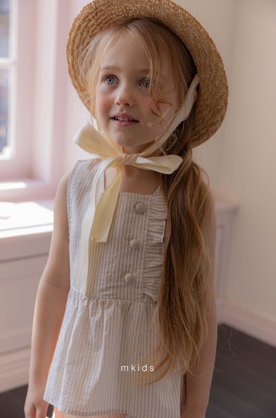 M-KIDS53｜(65-115cm) 緞帶草帽7