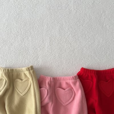 Lindo13｜(3m-18m) 愛心口袋抓絨縮口褲2