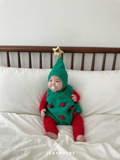 JEAYA02｜(3m-12m) 4色聖誕系列包屁衣含帽子10