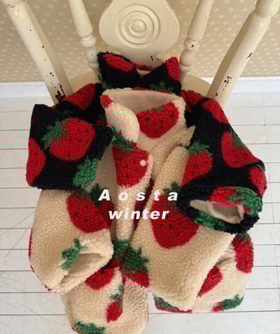 AOSTA20｜(6m-5y) 草莓刷毛雙面外套1