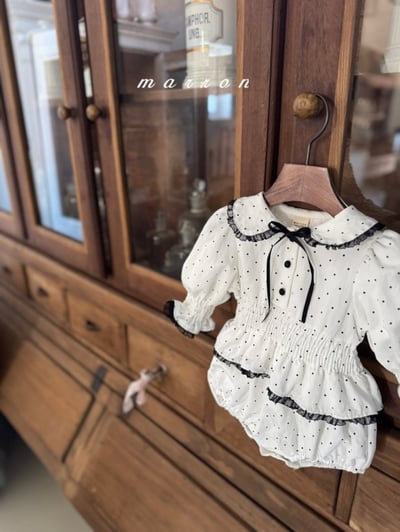 Marron59｜(3m-18m) 點點蕾絲包屁衣3