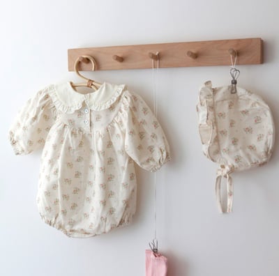 LEMONADE25｜(55cm-85cm) 2色玫瑰碎花包屁衣含帽子21