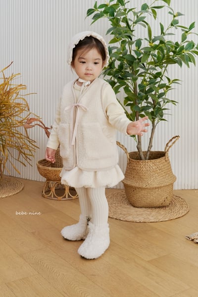 bebe nine37 (65cm-115cm) 2色蕾絲邊口袋刷毛背心9