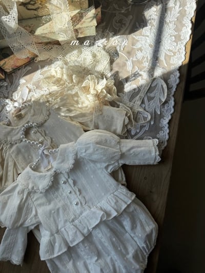 Marron61｜(3m-18m) 蕾絲公主袖包屁衣5