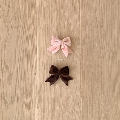 Fondue 42｜(Free)  天鵝絨蝴蝶結髮夾2色組3