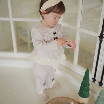 neneru14｜(70cm-125cm) 1色蝴蝶結荷葉邊套裝4