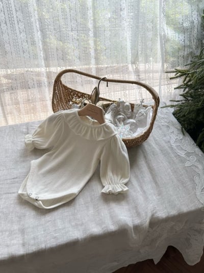 MONBEBE08｜(3m-24m) 荷葉縮口袖包屁衣4