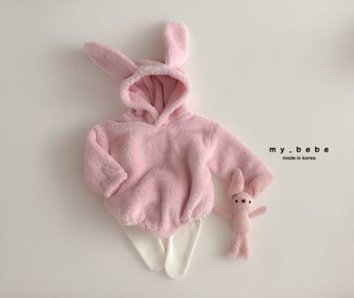 my_bebe20｜(-6m-12m-) 刷毛小兔連帽包屁衣10