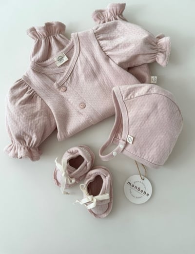 MONBEBE24｜(0m-3m) 貴族滾邊荷葉縮口連身衣5