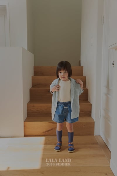 lala land77｜(75-120cm) 2色牛仔小標短褲15