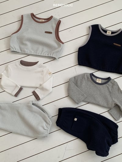 Bebe holic53｜(3m-18m) 滾邊壓紋無袖長褲套裝6