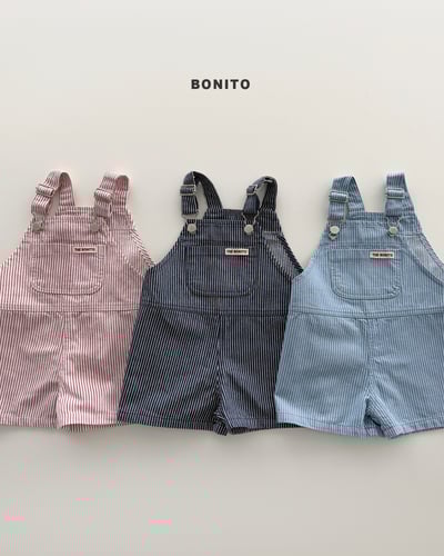 Bonito23｜(75cm-125cm) 3色直條紋吊帶短褲3