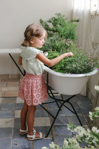 FLO37｜(75-140) 花邊翻領綁帶上衣7