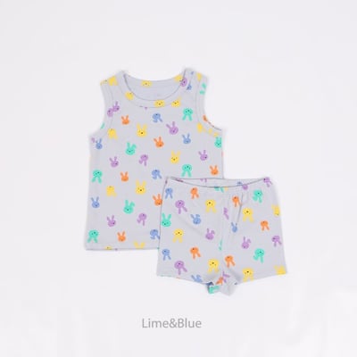 LIME&BLUE14｜(80-118cm)  彩色兔兔無袖服10