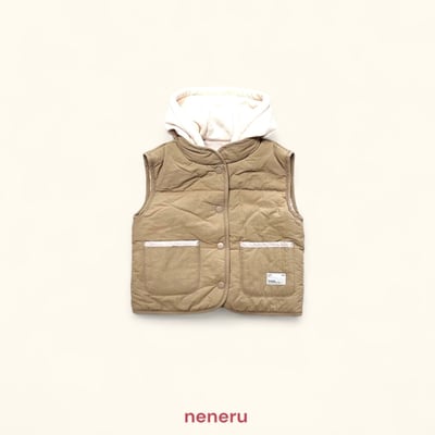 neneru35｜(85cm-125cm) 1色絎縫口袋連帽背心2